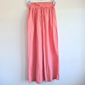 Free People Coral Pink Elastic Waist Wide Leg Pants